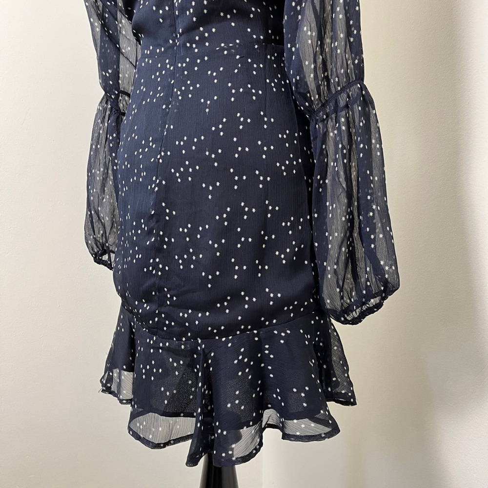 Storia Night Sky Mini Dress | Long Sleeve | Blue | Cutout | Sheer | Small - Picture 5 of 8